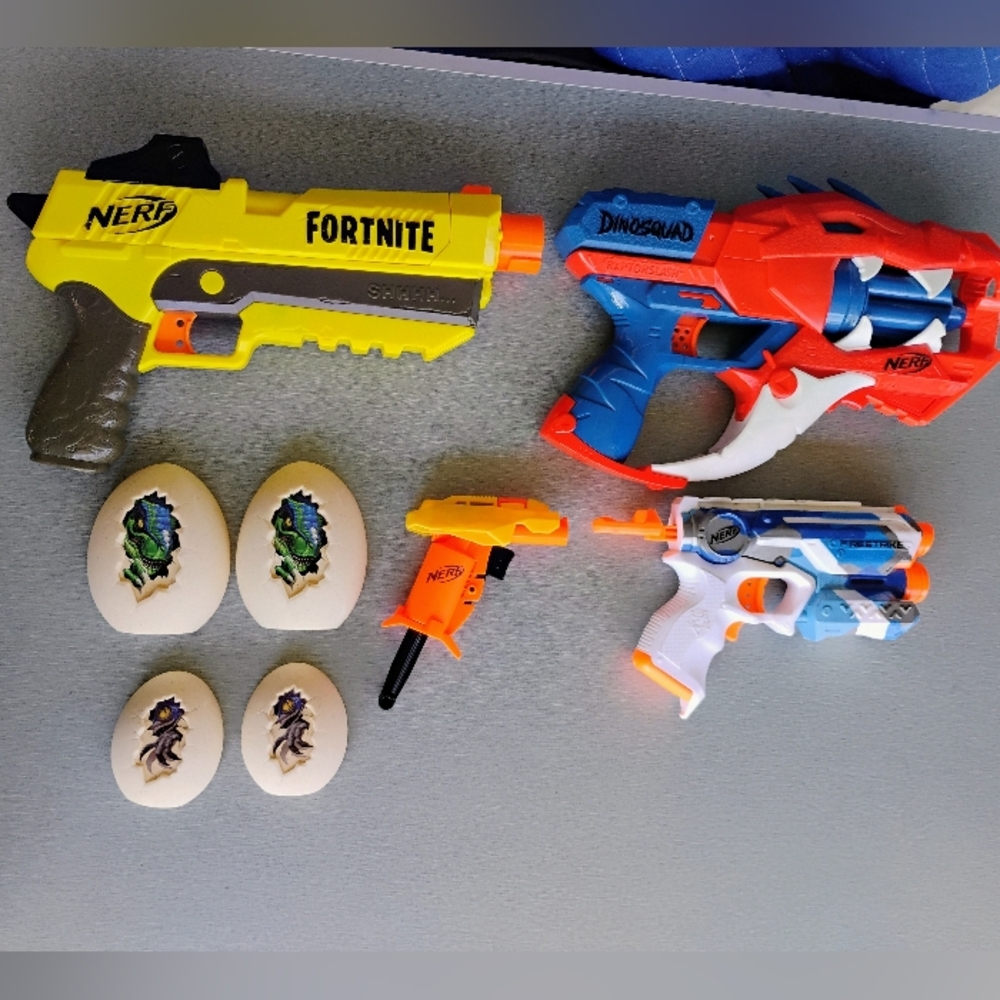Nerf Fortnite and DinoSquad Blaster Set - Yellow, Blue, Red